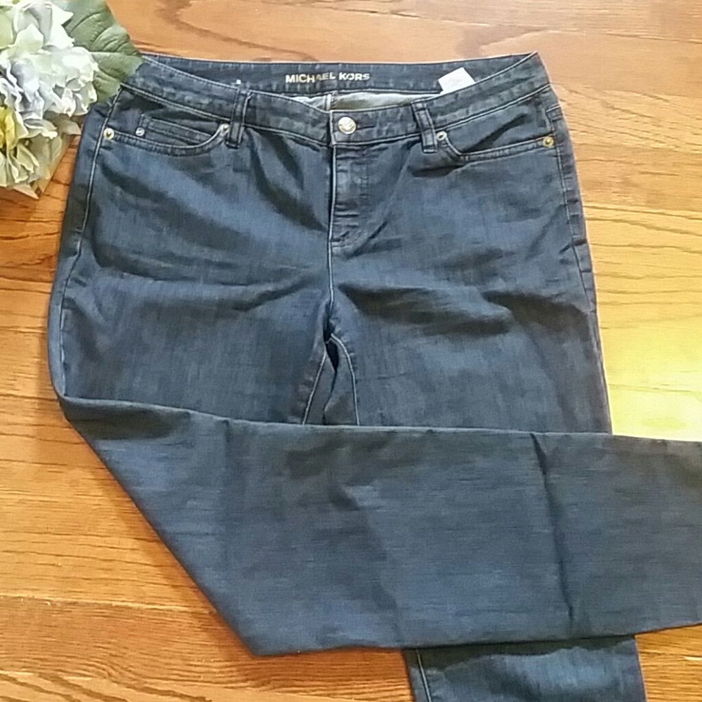 Michael Kors Size 8 Classic 5 Pocket Dark Wash Straight Leg Denim Jeans